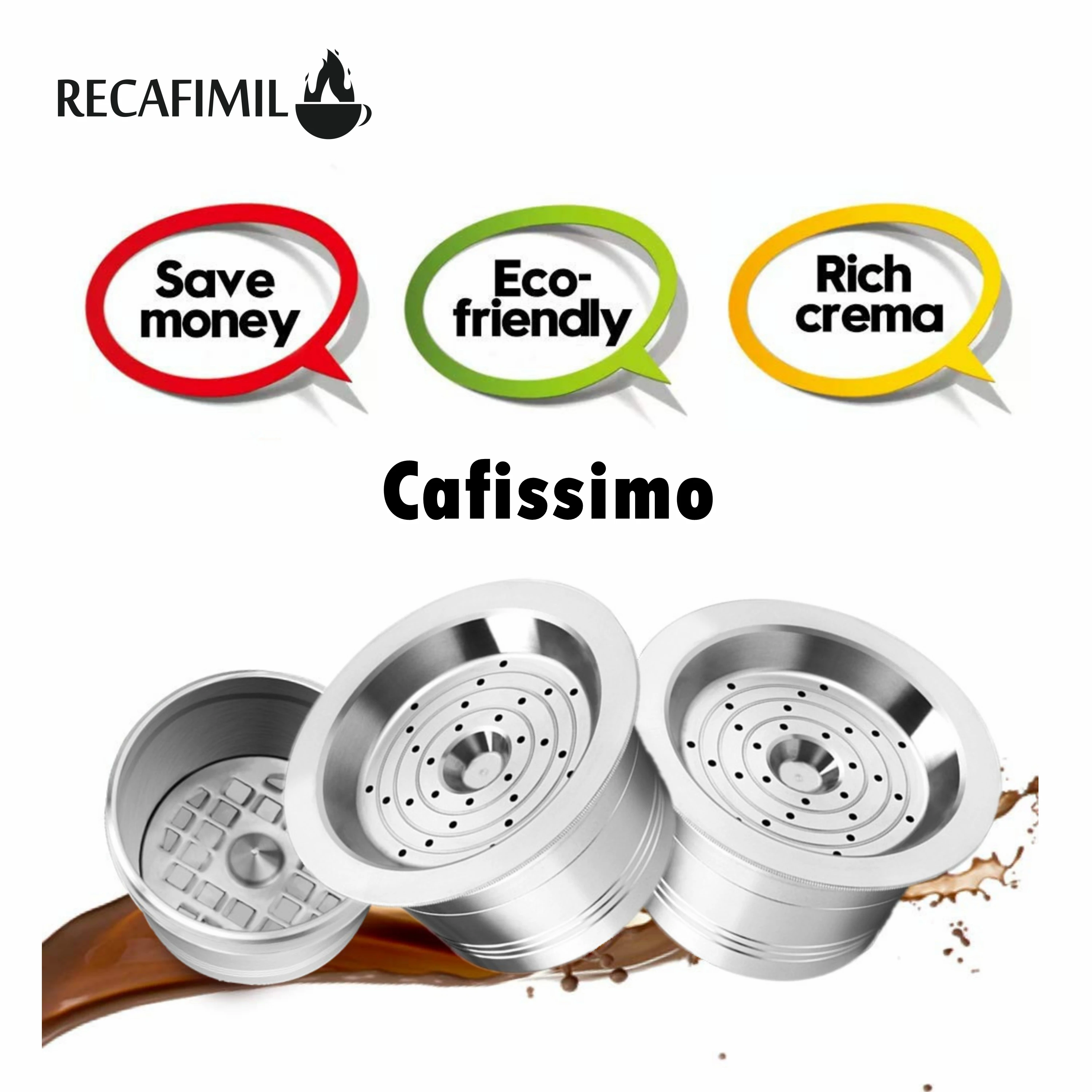 Stainless Steel Refillable Cafissimo Classic Coffee Capsules Reusable Coffee Pods For K FEE Cafeteira Caffitaly & Tchibo Machine