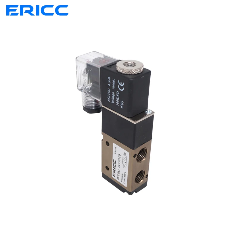 3 Way Port 2 Position 3V210-08 Normally Closed DC12V 24V AC220V Pneumatic Air Solenoid Valve Electric Control Gas Magnetic Valve