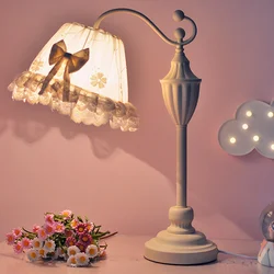 Nordic Ins Atmosphere Romantic Princess Table Lamp E27 Led White Desk Lights Home Decor Girl's Room Bedroom Bedside Living Room