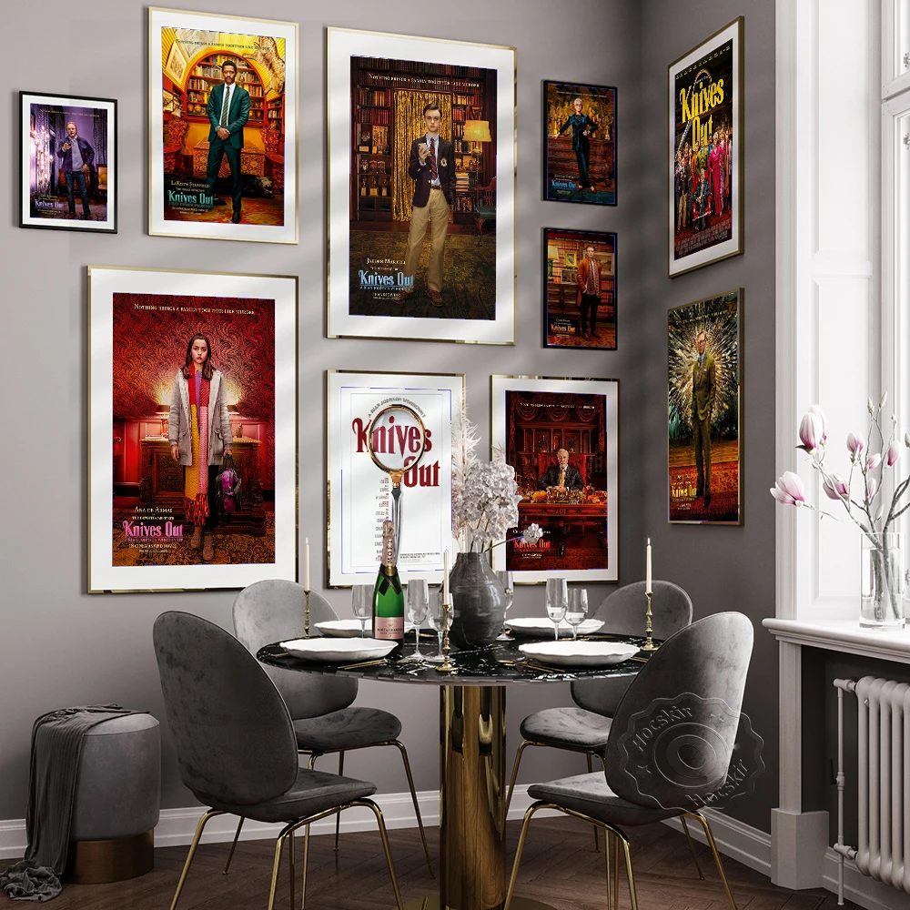 

2019 Latest American Suspense Thriller Movie Knives out Posters Prints Character Role Wall Art Picture Painting Home Room Decor