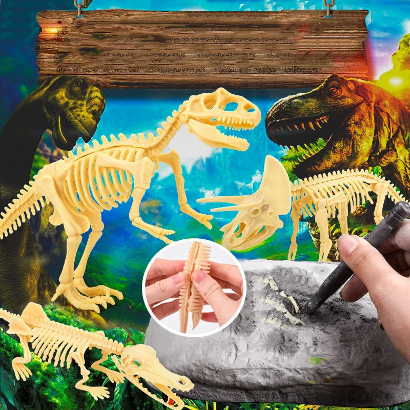 Children DIY Dinosaur Digging Toys Jurassic Animals Dinosaur Skeleton Fossil Archeology Digging Assembly Toys