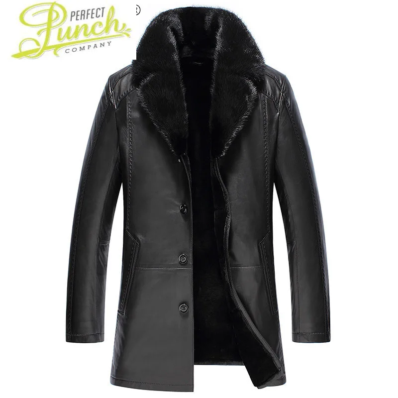 Jacket Men Mens Clothing Winter Clothes Real Sheepskin Leather Jackets Thick 100% Mink Fur Coat Ropa Hombre LXR467