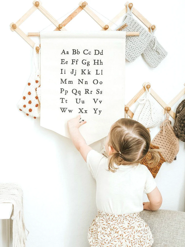 26 Letter Canvas Nordic Hanging Canvas Pennant Kids Room Wall Banner Home Decoration Ornaments Infant Room Alphabet JU0286