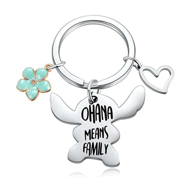 

Ohana Means Family Keychain Necklace Keychain Jewelry Hawaii Keyring Gifts for Women Boys Girls Fans