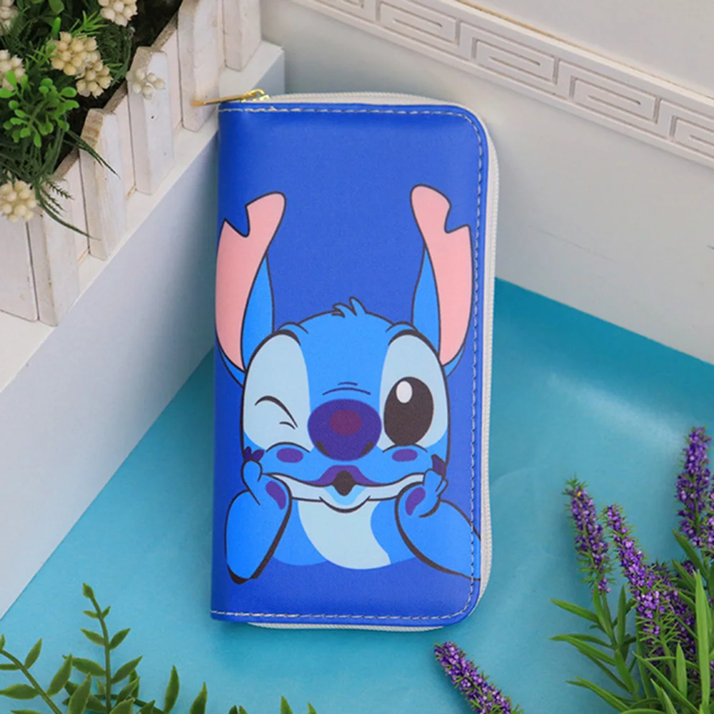 Disney-monedero con estampado de Lilo Stitch para niños, monedero de Mickey Mouse, Elsa, Princesa, figura de acción, bolso de mano de dibujos animados, regalo de cumpleaños