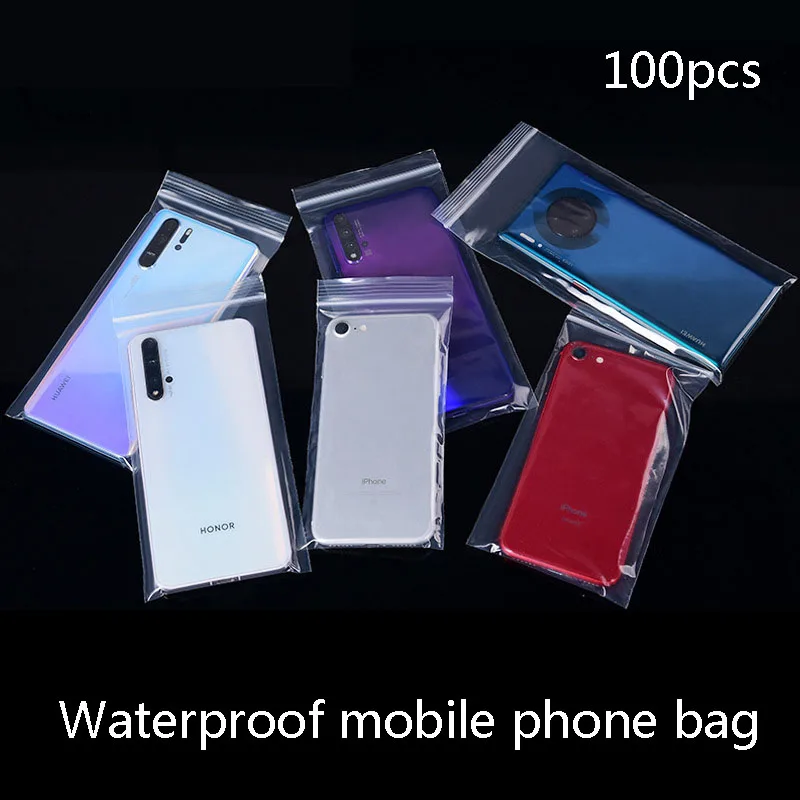 

Mobile Phone self-sealing bag thickened waterproof dustproof transparent touch screen sealed packaging bag disposable mask stora