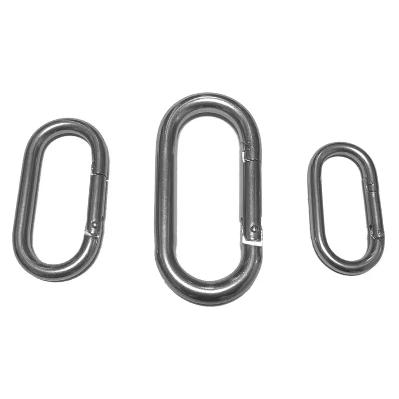 4PCS M5-M10 Marine Grade 316 Stainless Steel OVAL SHAPE Spring Snap Hook Carabiner Quick Link Lock Ring