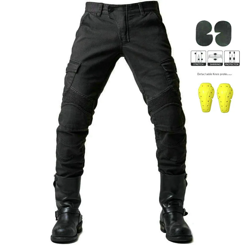 

Motorcycle Popular Riding Jeans Hockey Pants Protective Pants 06 Black Green Male Protective Gear