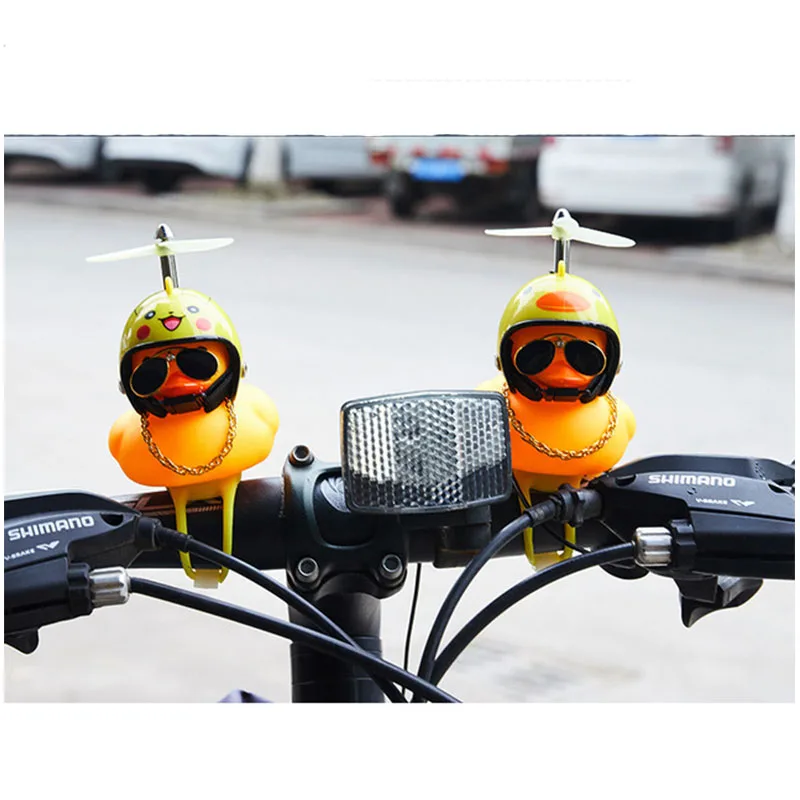 Standing Duck with Helmet Broken Wind Small Yellow Duck Road Bike Motor Helmet Cycling Accessories With Luminous/Normal Airscrew