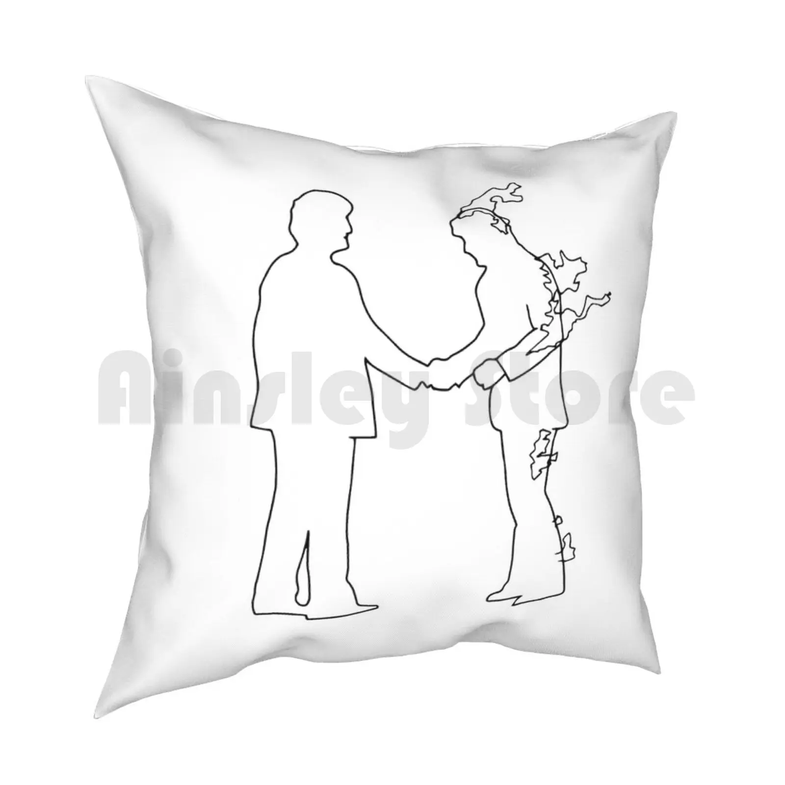 Wish You Were Here Minimalistic Black On White Pillow Case Printed Home Soft Throw Pillow Guitar Music Psychedelic