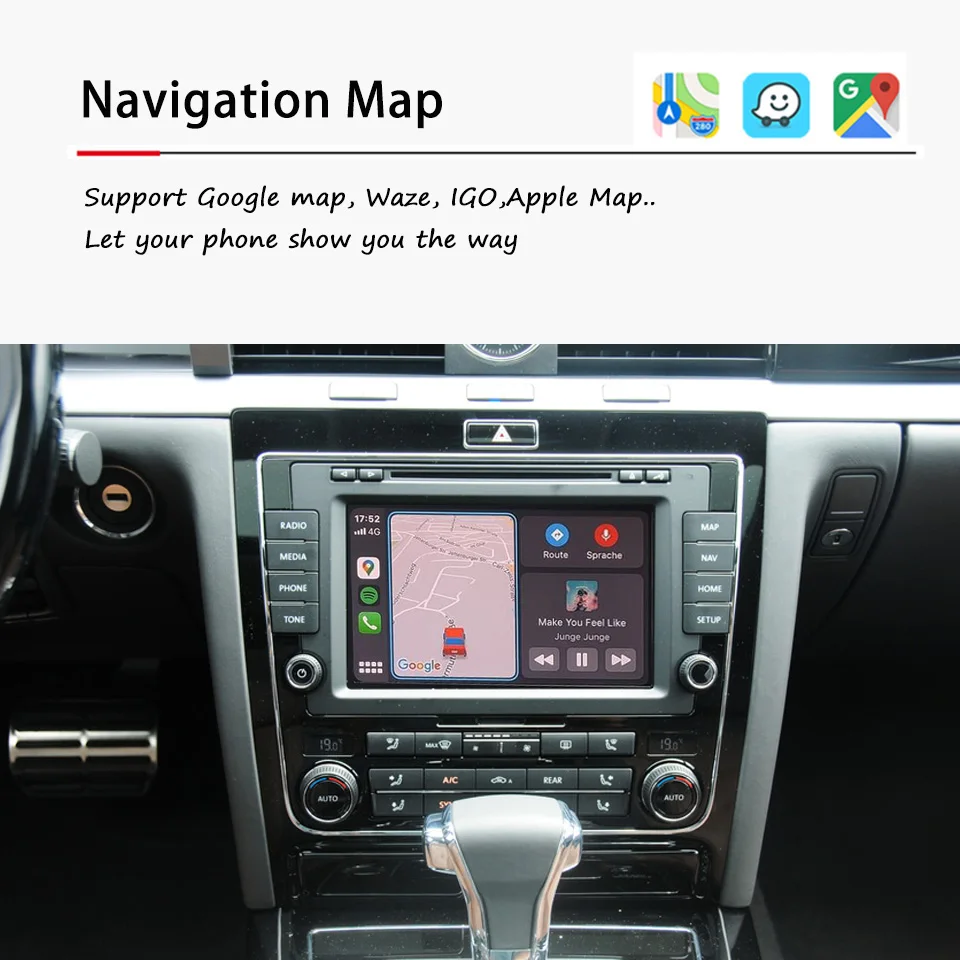 Wireless iPhone Apple CarPlay in RNS810 per Volkswagen Phaeton Android Auto Phone Mirroring Activator Unit