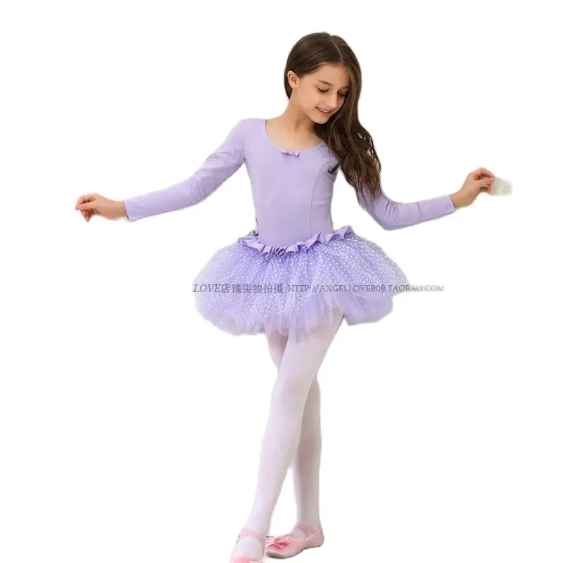 Girls Baby Lovely Long Sleeve Princess Dress Cotton O Neck Ballet TuTu Child Kids Pink Ballet Dance Dress