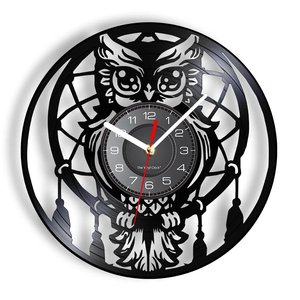 Owl Artwork Vinyl Record Wall Clock For Baby Room Retro Re-purposed Album Record Home Decor Woodlands Bird Wall Art Clock Watch