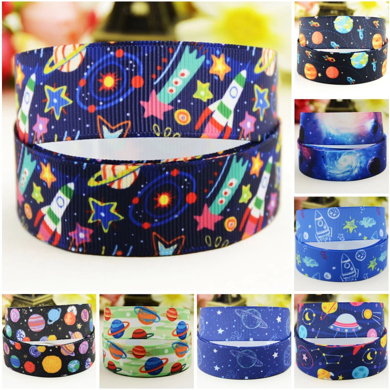 

7/8'' 22mm,1" 25mm,1-1/2" 38mm,3" 75mm Planet Cartoon Character printed Grosgrain Ribbon party decoration 10 Yards Mul130