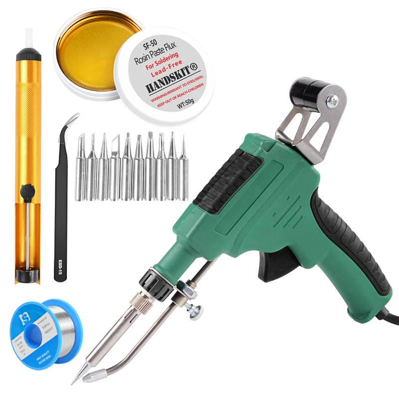 EU 220V 60W Manual Heating Soldering Iron Gun With Suction Tin Device Automatically Fast Heating Welding Repair Tool