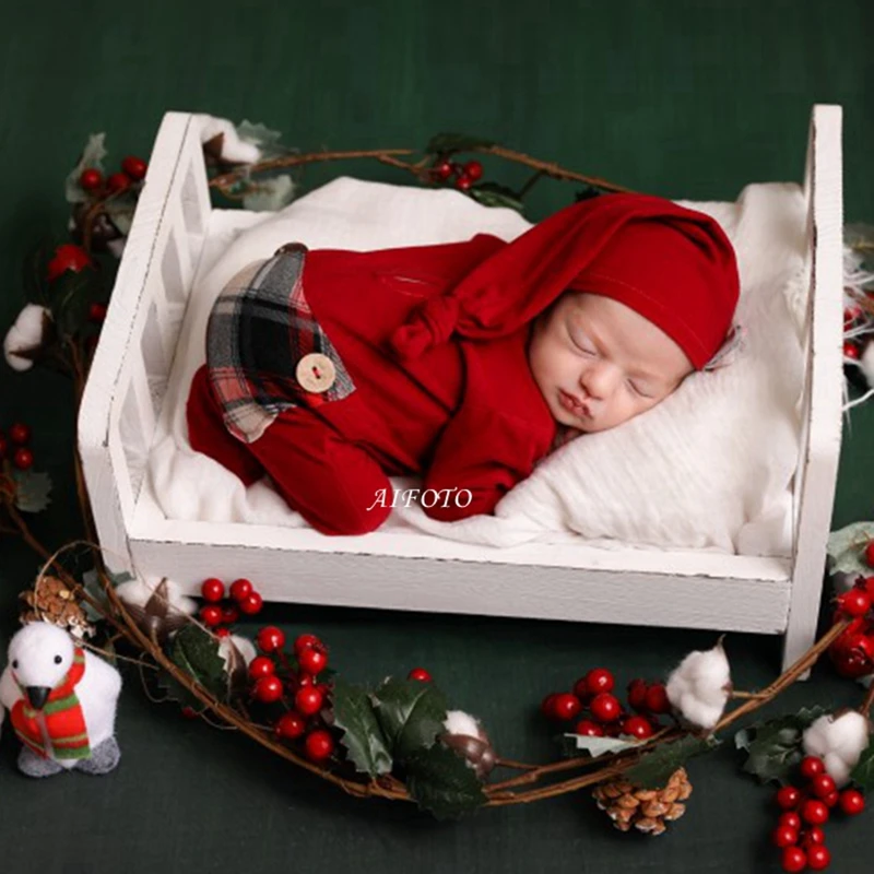 Newborn Photography Props outfit Baby Girl Boy Clothing + Hat pagliaccetti di compleanno di natale servizio fotografico accessori da Studio Flokati