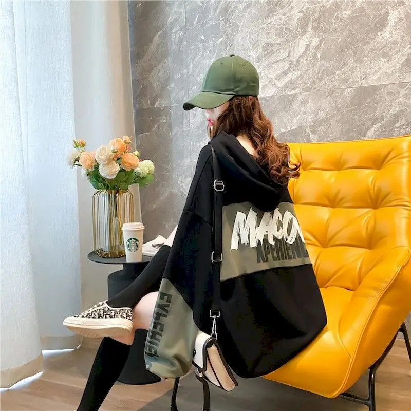 2024 Spring New Women\'s Hoodies Oversized Fashionable Loose Top Lazy Ins Hong Kong Style Large Size Goth Jacket Streetwear Women