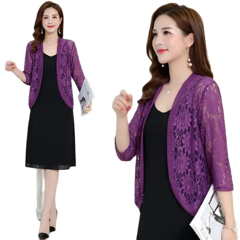 

New 2023 Cardigan Shawl Sun Protection Clothing Women's Coat 3/4 Sleeve Small Outside Ride Air Conditioner Summer Vest Outerwear