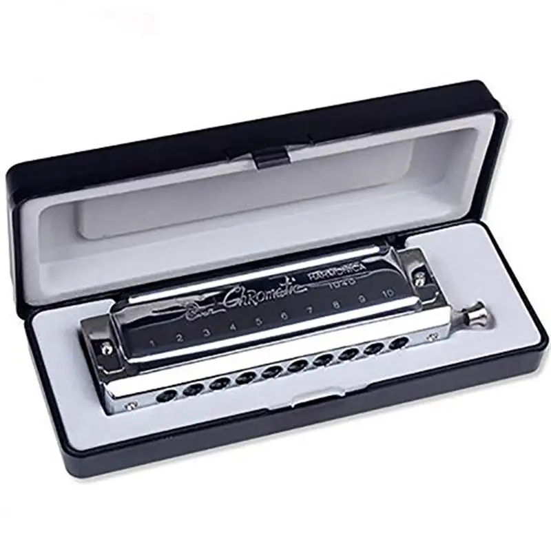 Professional Chromatic Harmonica C Key Changeable Tones Musical Instrument 10 Holes 40 Tone Harmonica for Beginners Adults kids