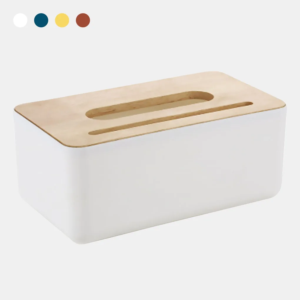 1pcs Tissue Box Holder Household Wooden Cover Paper Container Napkin Storage Case Phone Bracket Slot Design for Living Room