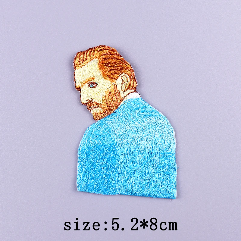 Van Gogh Jesus Patch On Clothes Dinosaur Embroidered Patches For Clothing Thermoadhesive Patches Hippie Letter Patch Stripes DIY