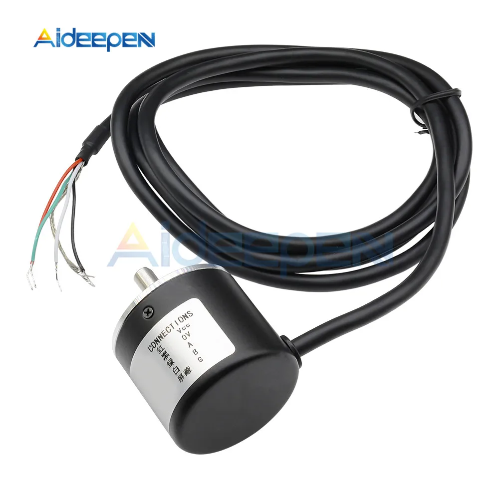 DC 5-24V 600 Pulse/360 Pulse Incremental Optical Rotary Encoder A B Phase NPN Open Collector Output