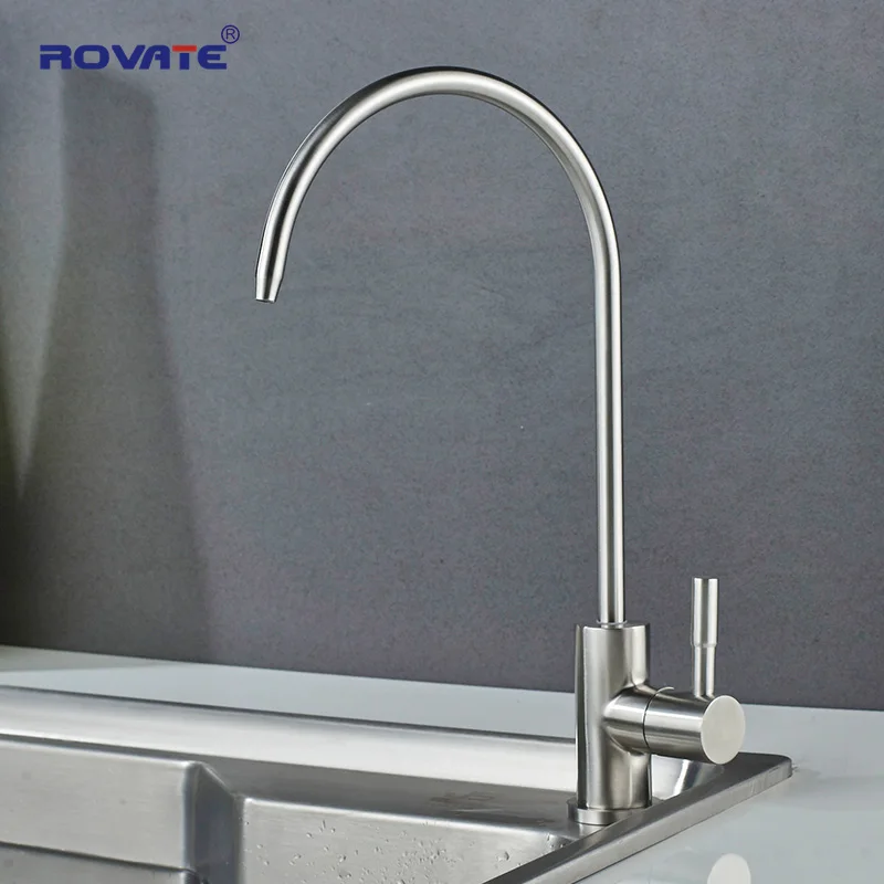 ROVATE Kitchen Water Filter Faucet, Drinking Water Faucet Fits most Reverse Osmosis Units or Water Filtration System (Brushed)