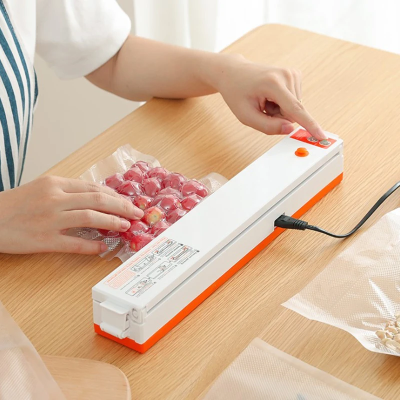 220V Vacuum Sealer Kitchen Packaging Machine Household Food Film Sealer Vacuum Packer Keep Food Fresh With 10pcs Storage Bags