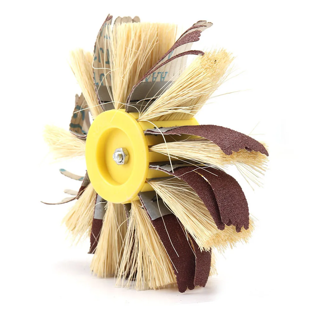 160mm 6mm Shank Mounted Sisal Emery Cloth Bristle Grinding Buffing Brush Polishing Wheel for Wood Primer Sanding