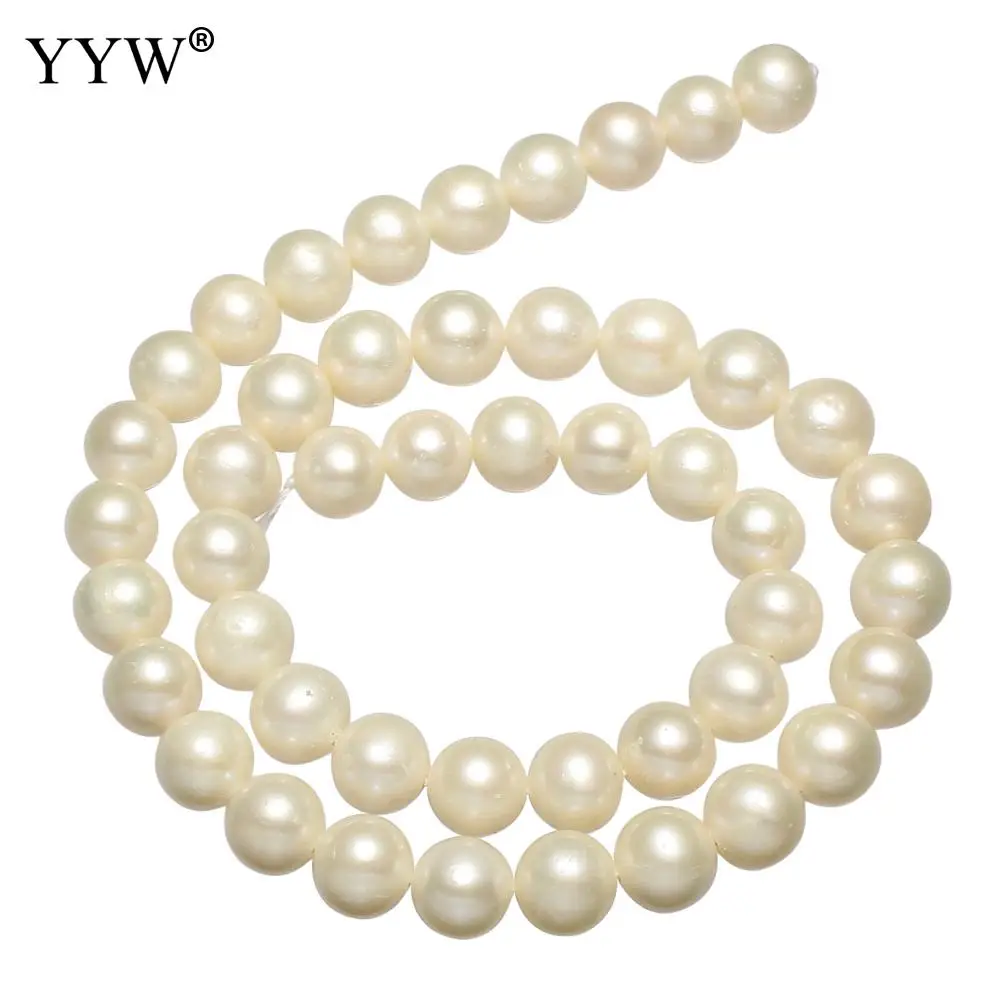 

Grade AA Freshwater Pearl Beads 9-10mm Cultured White Big Size Round Natural Pearls 15 Inch Strand Fashion Jewelry Making DIY