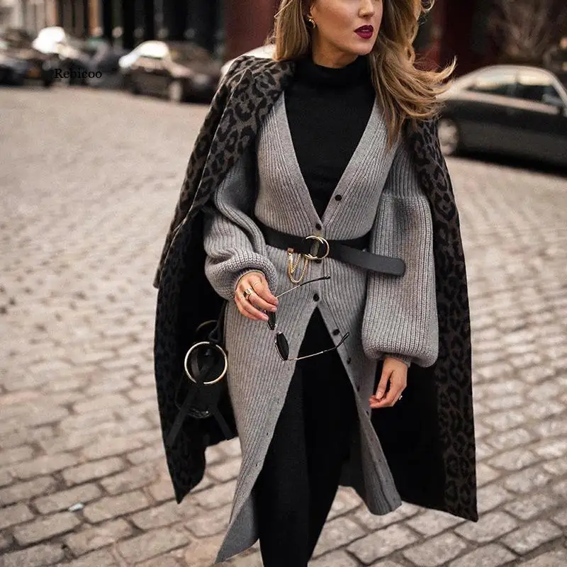 Abrigo de piel con capucha para mujer, abrigo de manga larga con cremallera, estampado de leopardo, informal, Vintage, holgado, de gran tamaño, negro, Otoño e Invierno