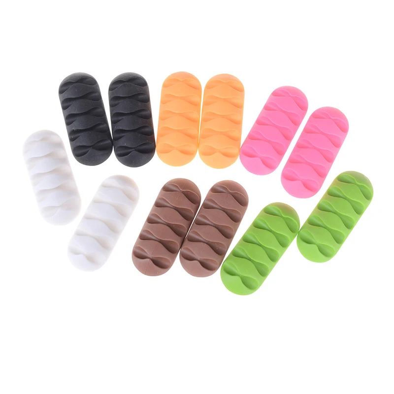Nuovo prodotto 2 pezzi/set dell'organizzatore di cavi da scrivania cavo in Silicone autoadesivo caricatore USB cavo avvolgicavo cavo dati morsetto