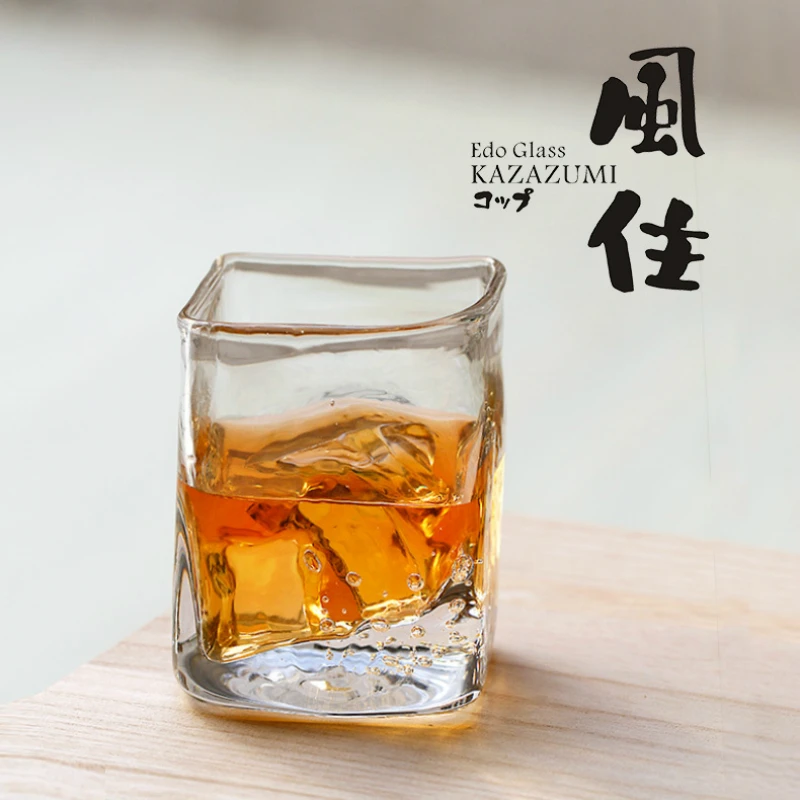 EDO Designer Kazazumi Handmade Japanese Whisky Artwork Wine Cup Wind-holding Random Modeling Design Creative Whiskey Glass