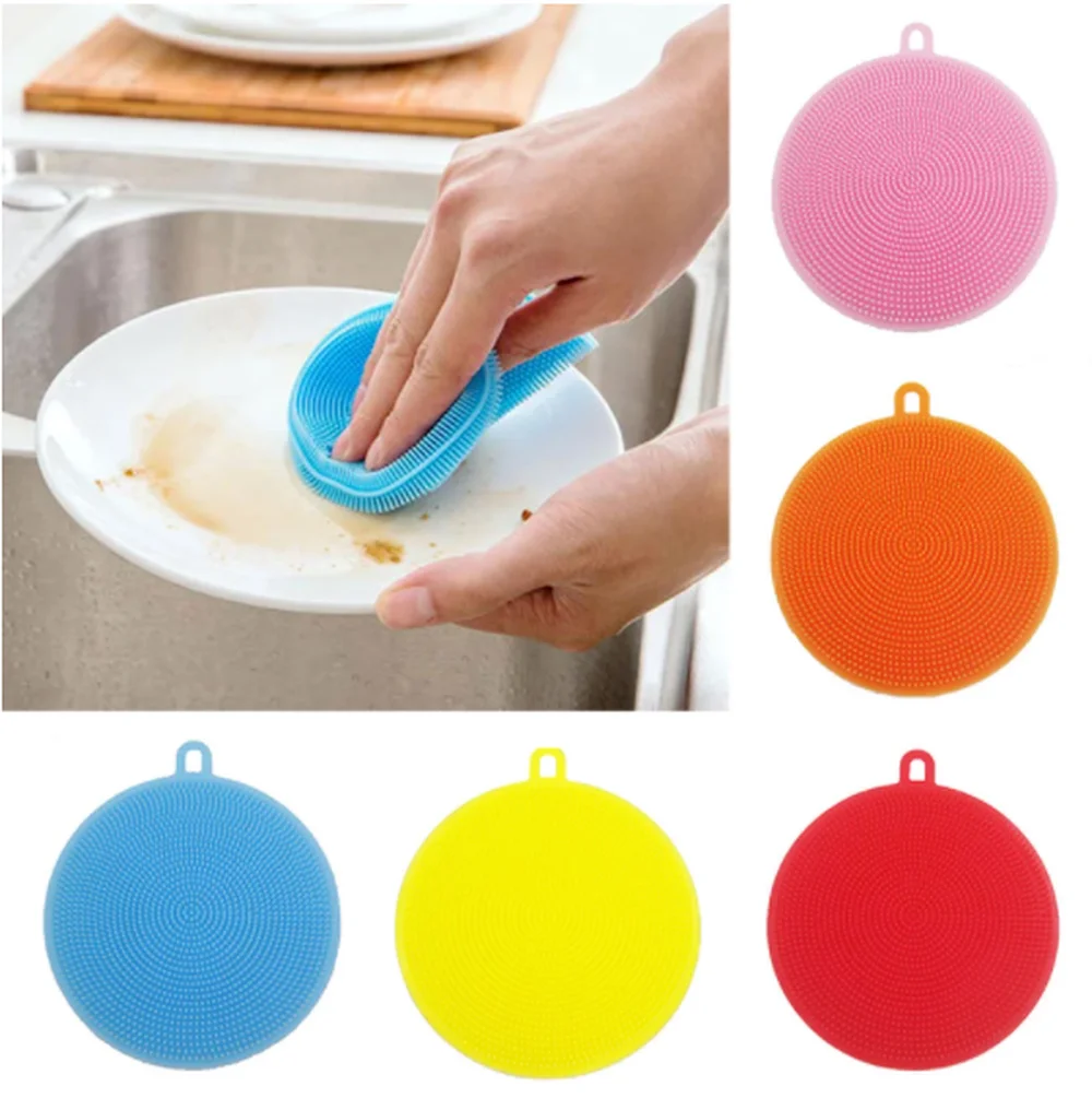 1PC Silicone Cleaning Brush Dishwashing Sponge Multi-functional Fruit Vegetable Cutlery Kitchenware Brushes Kitchen Tools