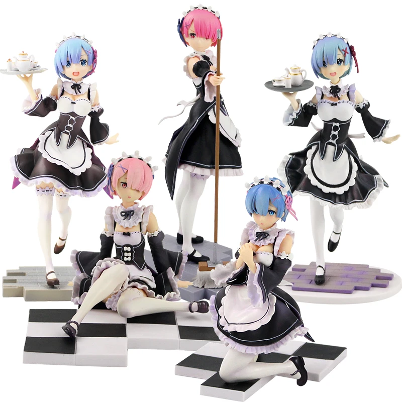 

12-22cm Re:Life in A Different World From Zero Ram Rem Servant Suit Version Figure Doll PVC Collection Model Toys