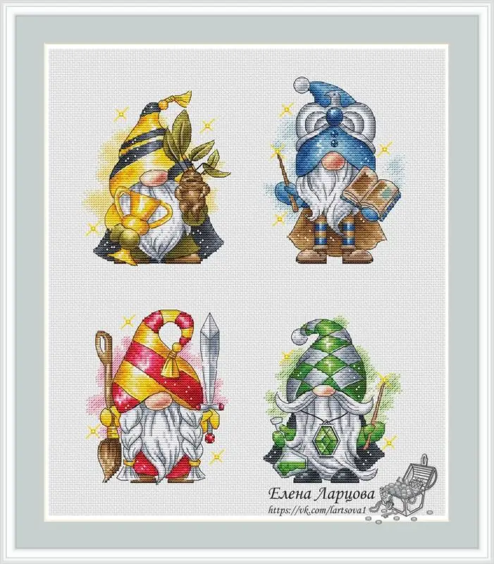 Four Dwarfs Cross Stitch, Ecological Cotton Thread Embroidery, Home Decoration, Hanging Painting Gift