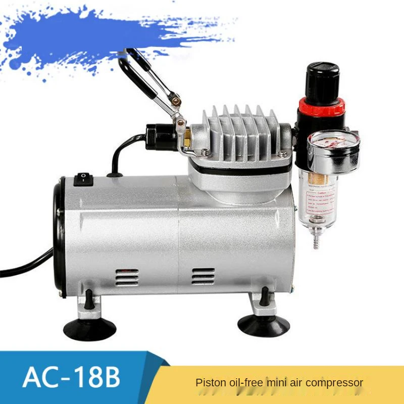 220V-240V Piston Oil Free Air Pump Air Compressor Portable Spray Pen Nail Tattoo Cake Oil Free Compressor