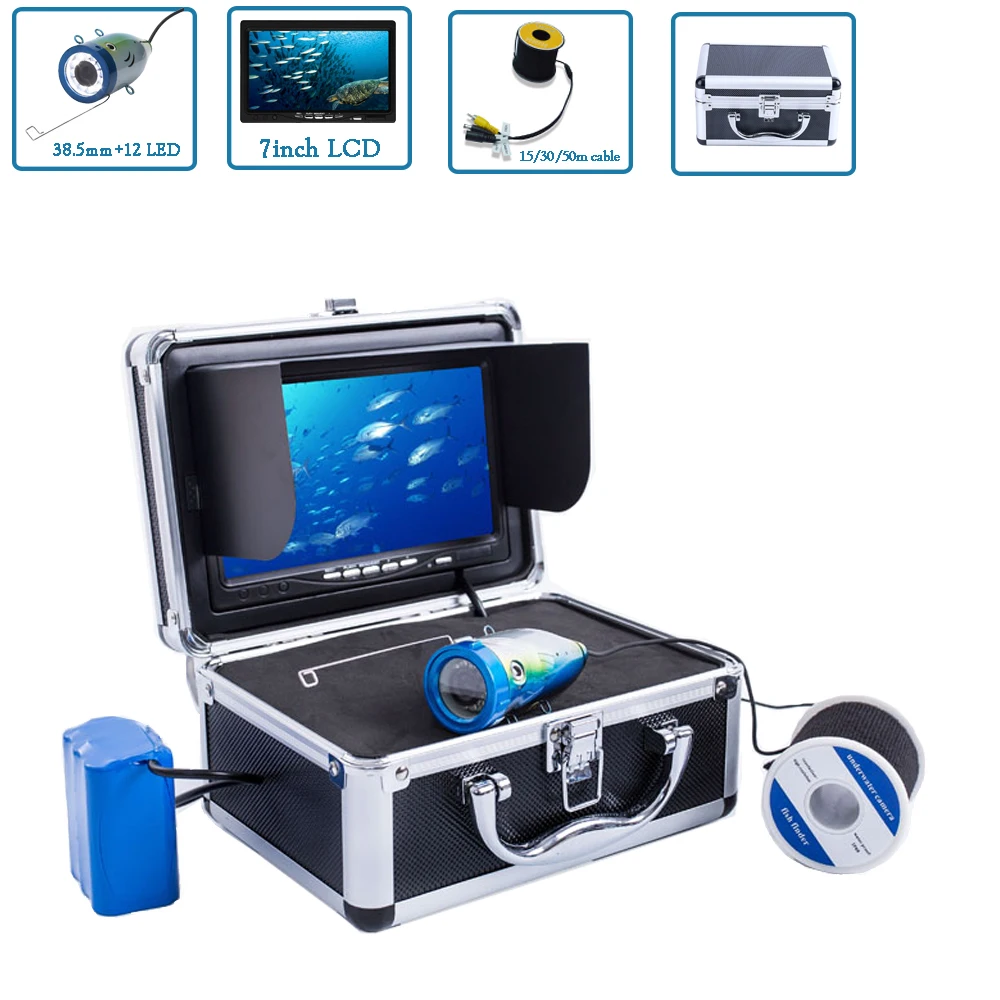 Professional 7 Inch Screen 38.5mm Endoscope Lens  12 LED Lamps Underwater Fishing Camera Fish Finder for Ice Sea Fishing