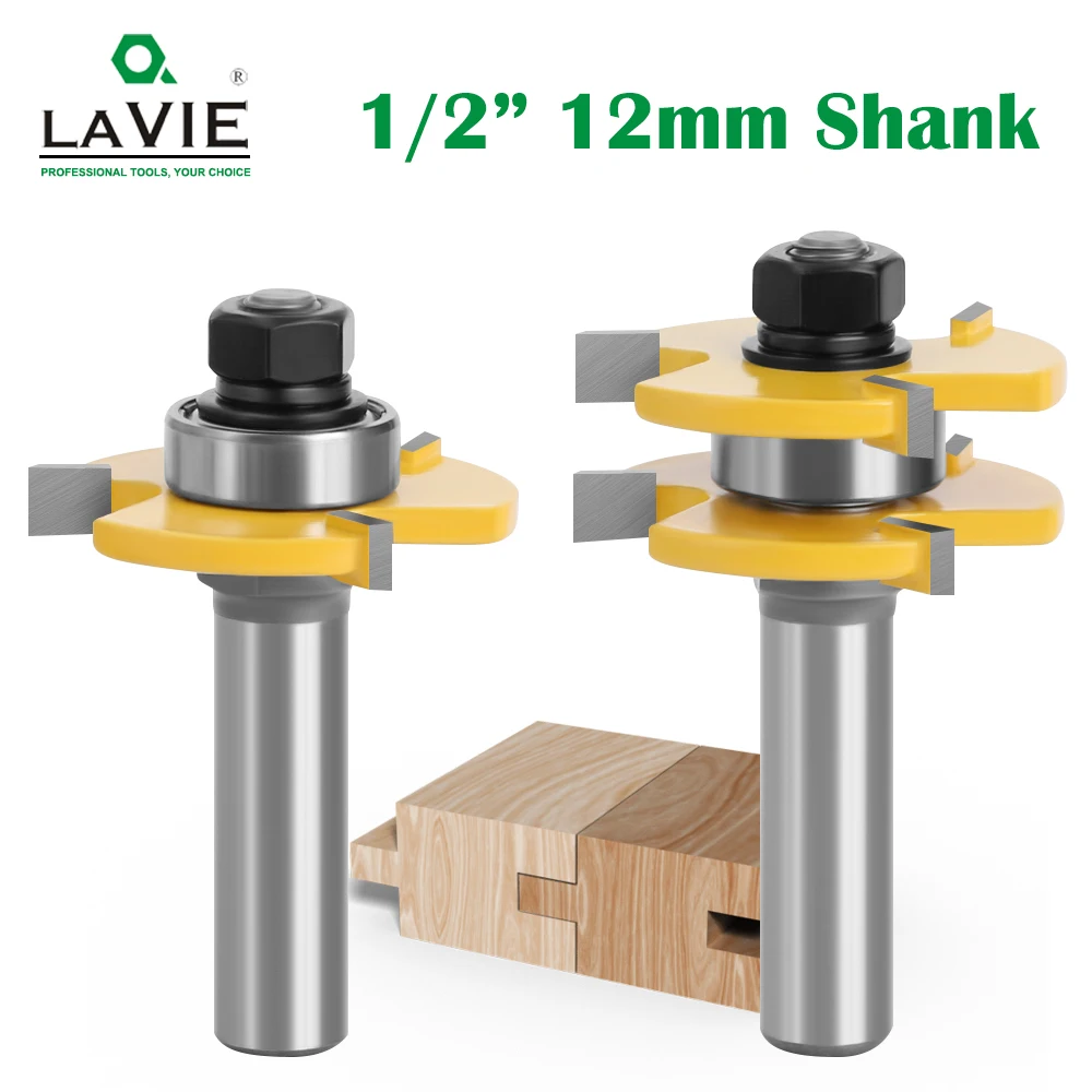 2pcs 12MM 1/2 Shank Tongue & Groove Joint Assemble Router Bits 3/4\