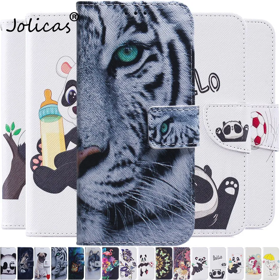 Tiger Cover For coque samsung j4 plus Stand Case For Samsung Galaxy A10 A30 A40 A50 A70 J6 Prime With Card Slot Phone Accessorie