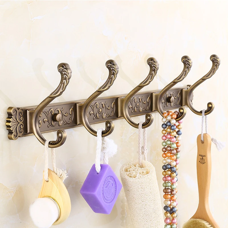 IMPEU Wall Mounted Coat Rack - 5 or 4 Hooks, Metal Coat Hook Rail for Coat Hat Towel Purse Robes Mudroom Bathroom Entryway