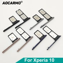 Aocarmo Single Dual SIM Card Holder Reader Sim Tray Slot With Cover For Sony Xperia 10 I3113 I3123 I4113 Replacement Part