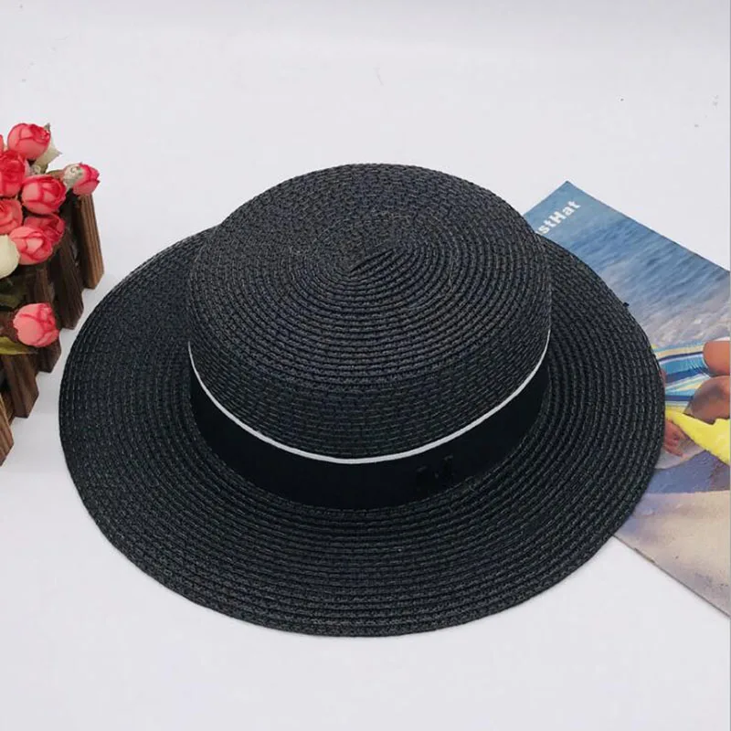 2024 Fashion wonderful summer paper straw flat top round hat for women popular cool nice beautiful high quality patchwork ribbon