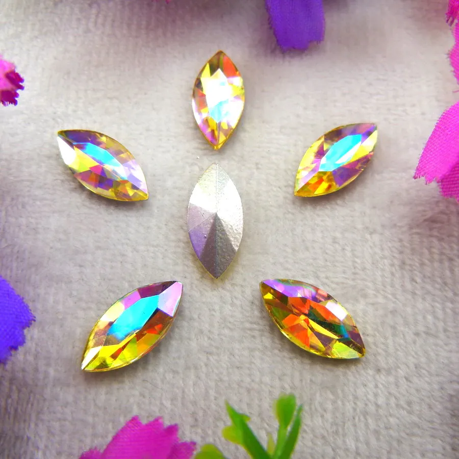 AB Farben 8 Größen Navette Pferdeaugen-Markise Form Glas-Klebekristalle Strass-Ornamente Zubehör DIY-Verzierung – Detail 14