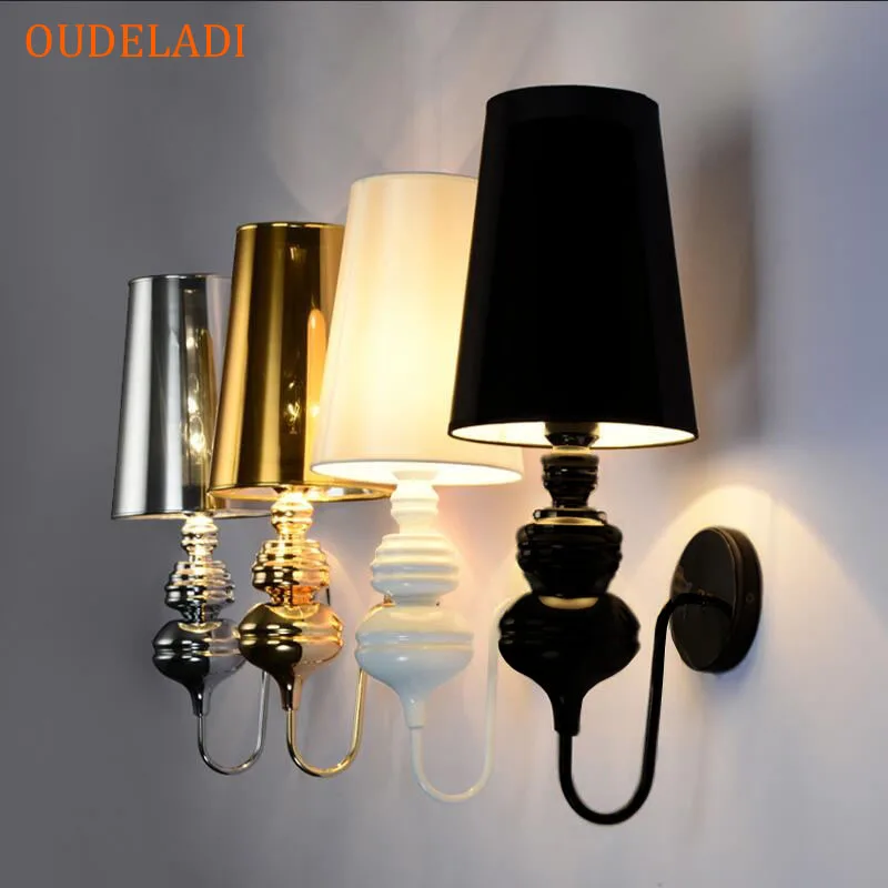 Modern Wall lamps Glod Silver Black White cloth shade Home Decor Living Room wall sconce Foyer Bedroom Hotel Lighting Fixtures