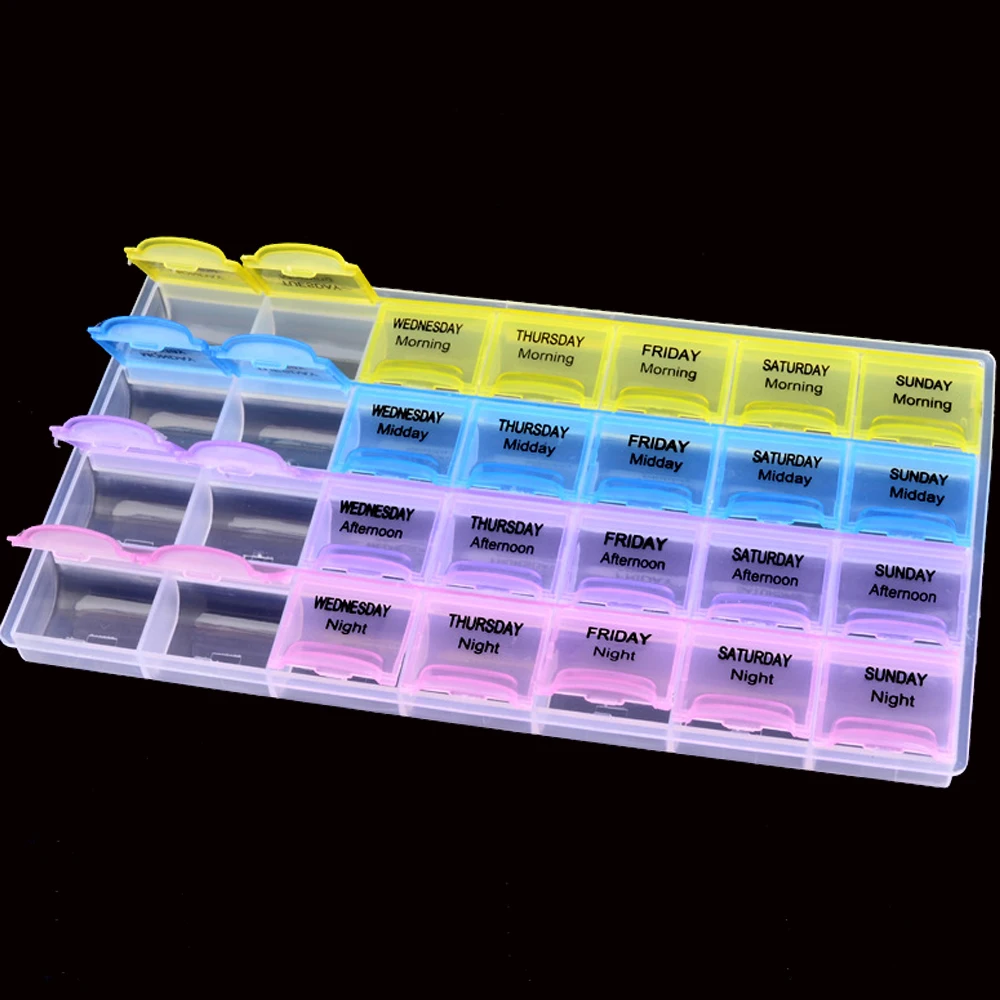 Plastic Medicine Box Detachable Pill case 7 days Weekly Tablet Organizer Drug Container insulin pillbox Pocket Splitters stash