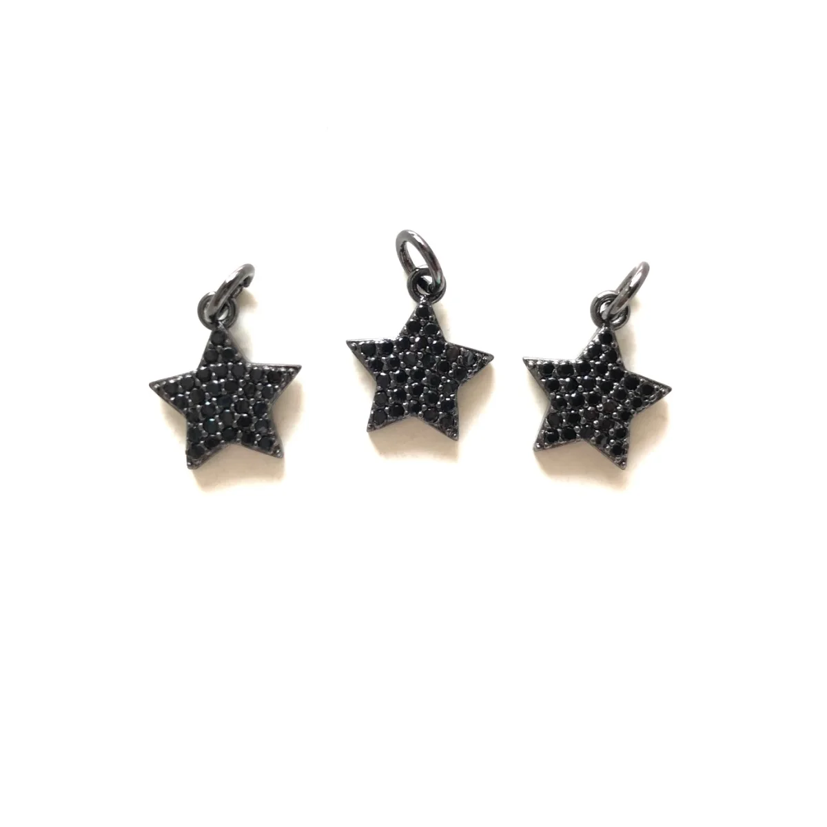 5pcs Small Size Clear Black Micro Zirconia Pave Star Pendant Gold-Plate Charm for Women Jewelry Earring Bracelet Necklace Making