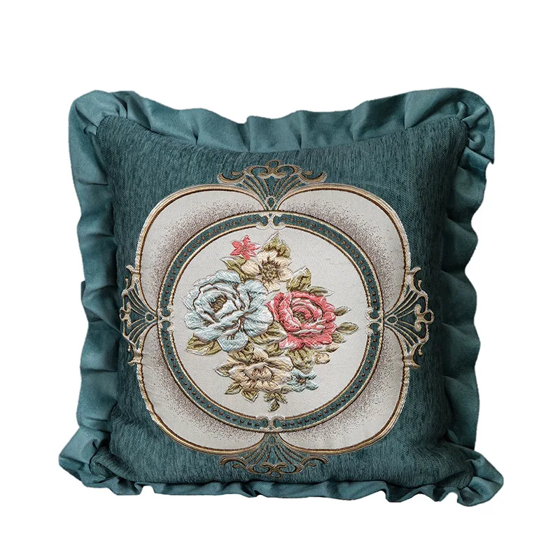 Lussuoso ciniglia ricamo floreale cuscino cuscino casa housse de coussin divano sedia letto auto decorativo tiro federa