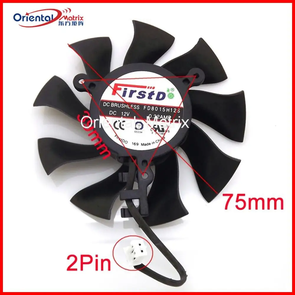 

Free Shipping FD8015H12S DC12V 0.32A 75mm VGA Fan For Sapphire HD6770 HD6790 HD4860 HD4890 HD5770 HD5870 Graphics Card Fan