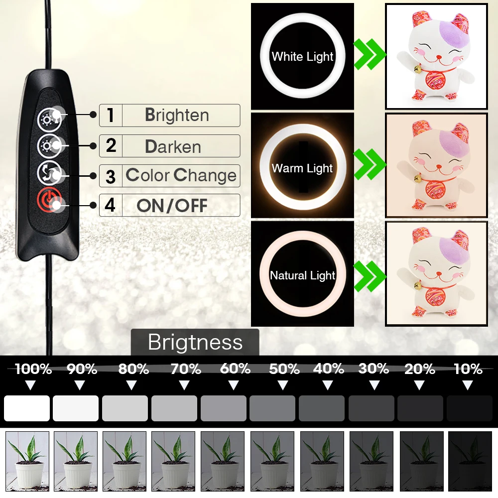 ضوء حلقة مع حامل ثلاثي القوائم قابل للتعتيم لصور السيلفي LED للتصوير الفوتوغرافي وحامل للهاتف المحمول مع جهاز تحكم عن بعد لـ Live Tiktok Youtube